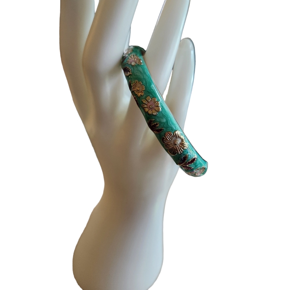 Jiu Long Xing Cloisonne Flower Clamper Bracelet